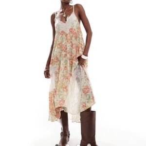 NWT Free People Floral Maxi Lace Lingerie Slip Dress